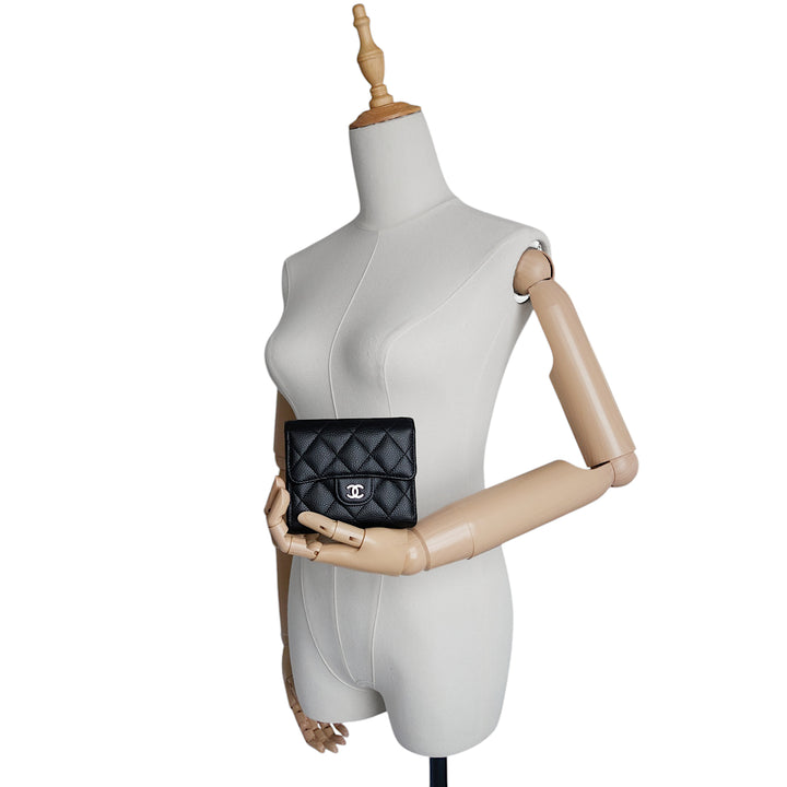 Trifold Caviar Leather Wallet