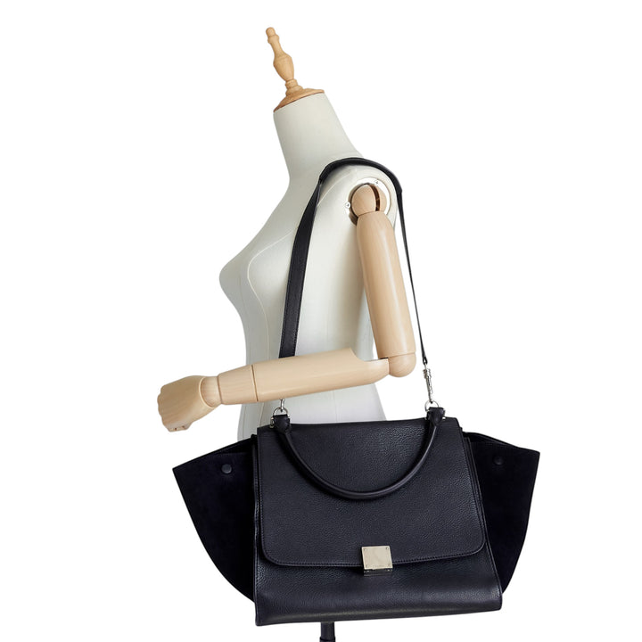 Trapeze Medium Calfskin Leather and Suede Bag