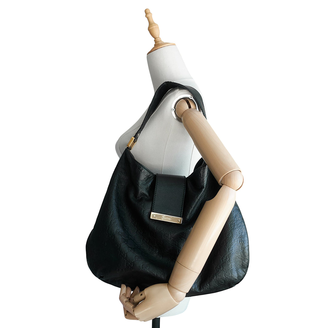 New Ladies Web Hook Large Guccissima Leather Hobo Bag