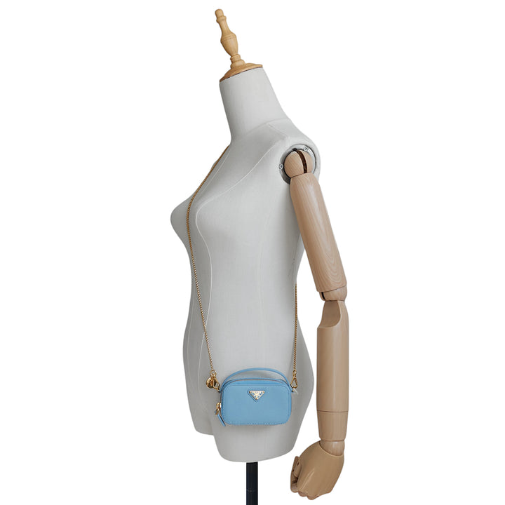 Mini Zipped Saffiano Leather Crossbody Bag