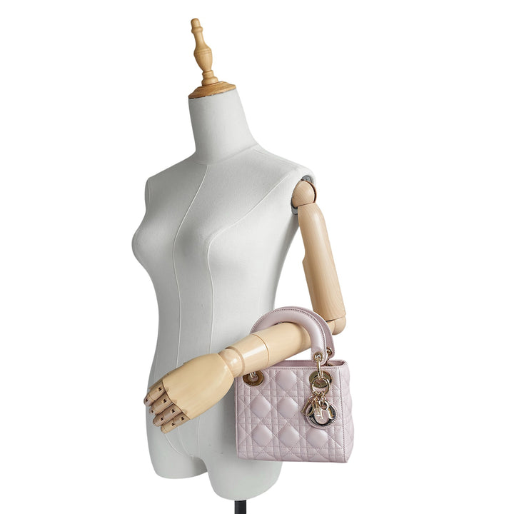 Lady Dior Mini Cannage Quilted Leather Bag