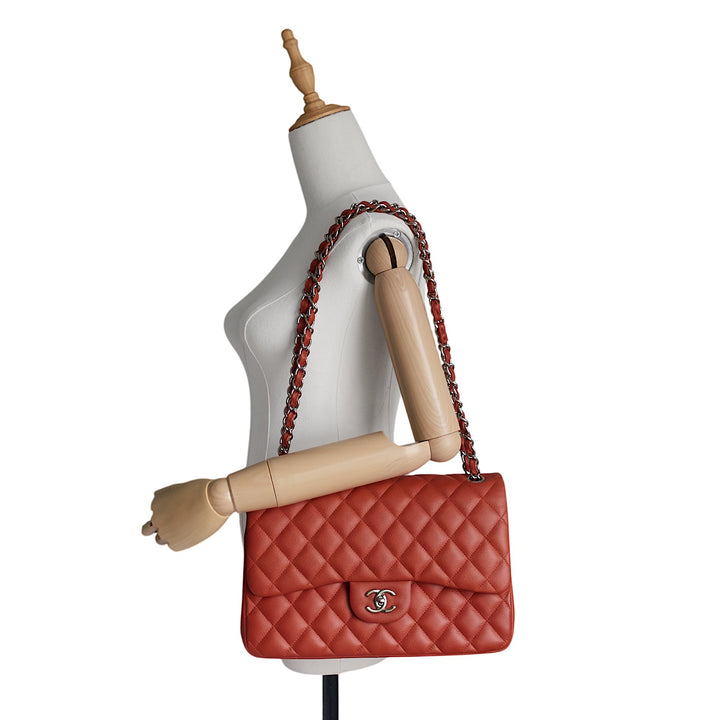 Jumbo Classic Caviar Leather Double Flap Bag