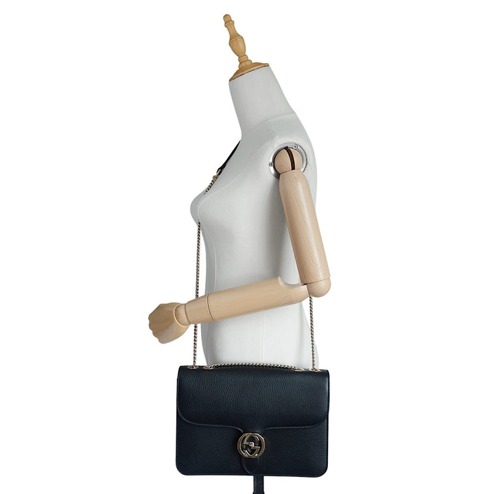Dollar Interlocking G Medium Calfskin Leather Shoulder Bag