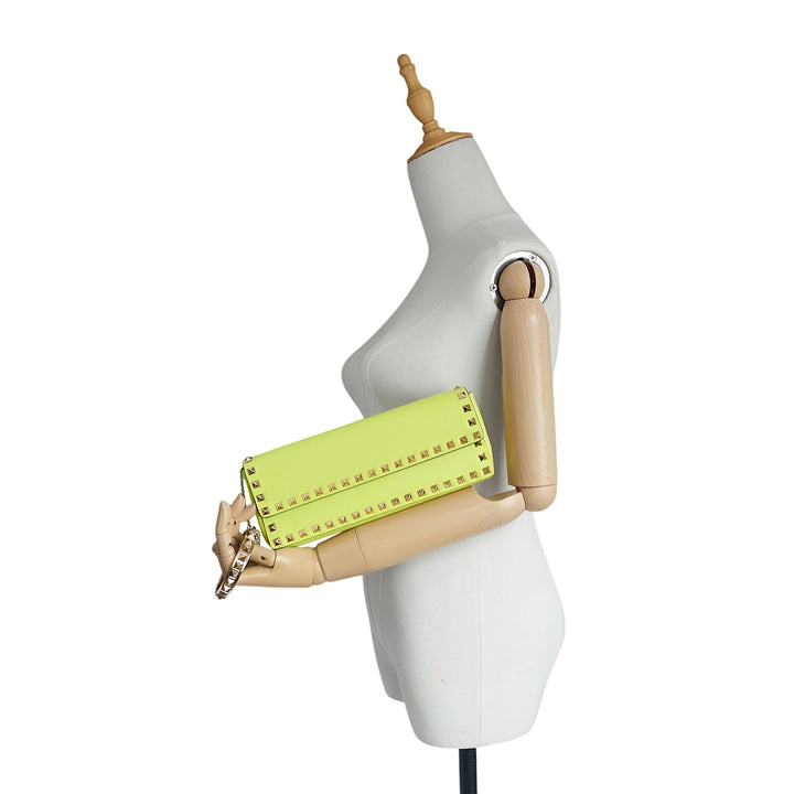 Rockstud Bracelet Leather Clutch Bag