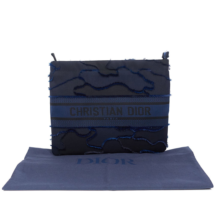 Camouflage Canvas Embroidered DiorDouble Zip Pouch