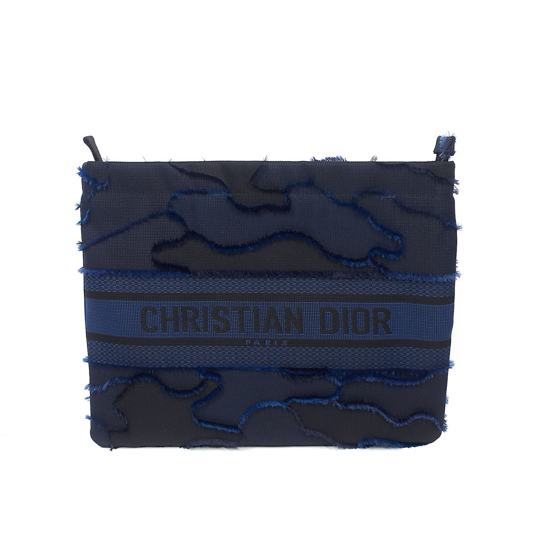 Camouflage Canvas Embroidered DiorDouble Zip Pouch