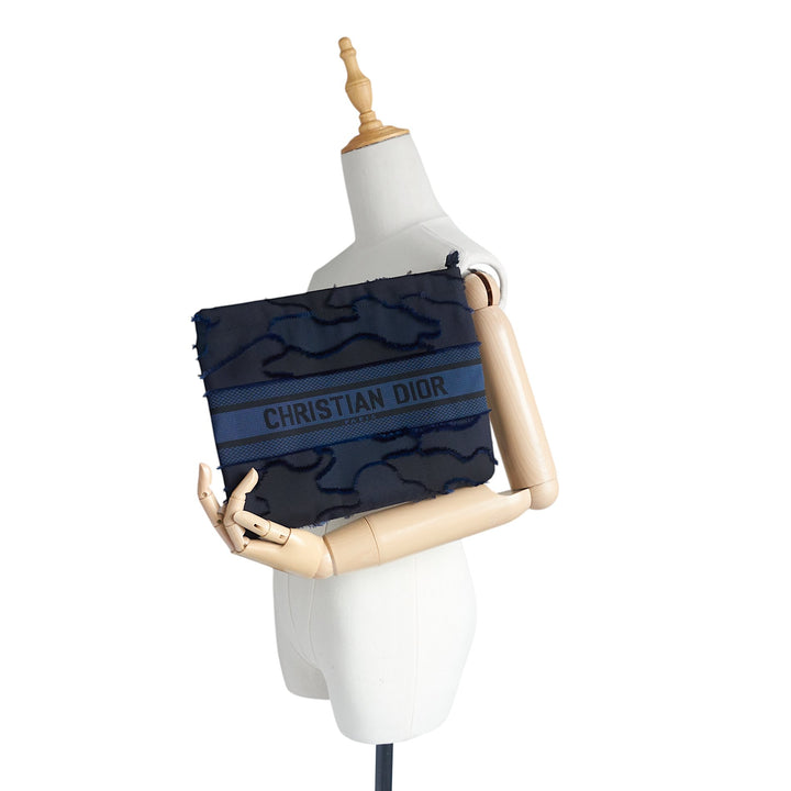 Camouflage Canvas Embroidered DiorDouble Zip Pouch