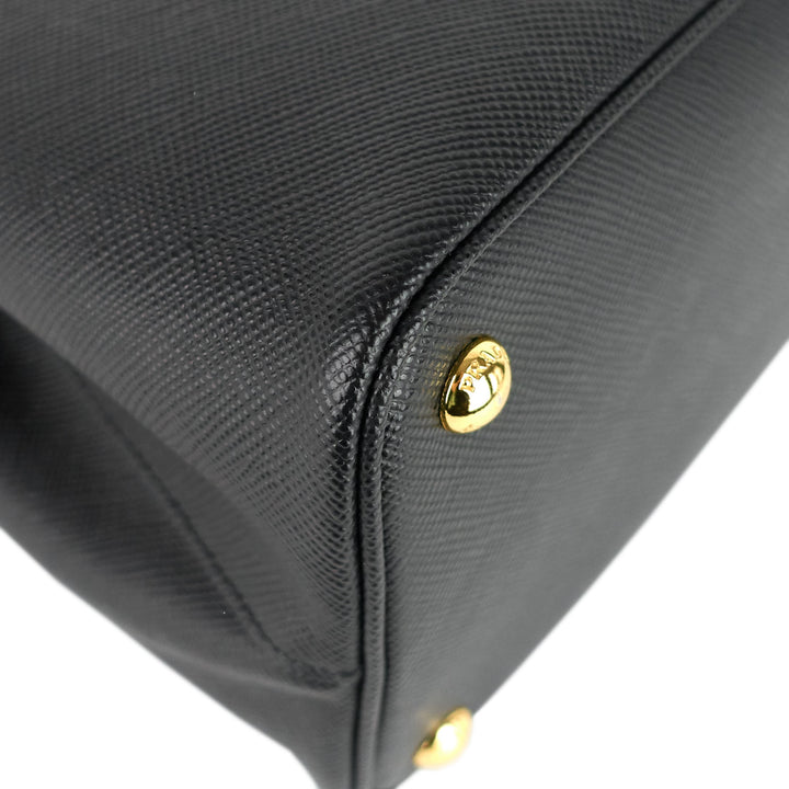 Double Medium Saffiano Cuir Leather Tote Bag