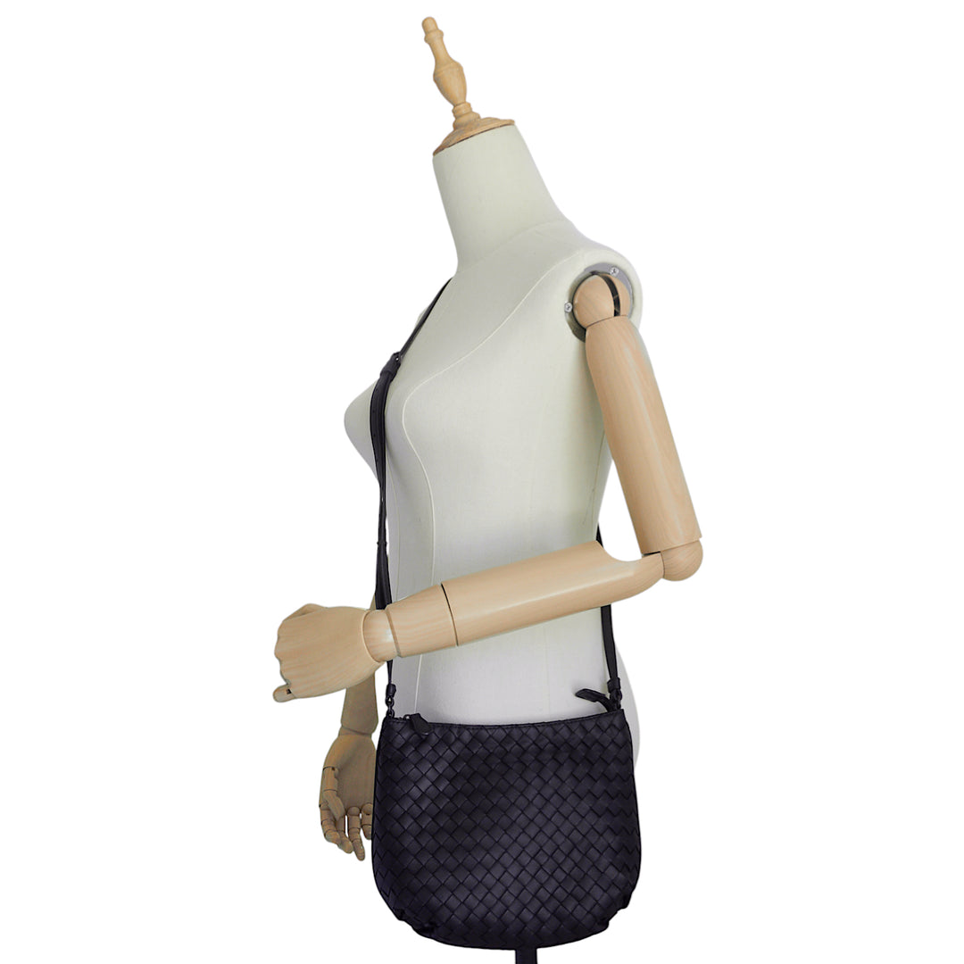 Saddle Zip Mini Intrecciato Nappa Leather Messenger Bag