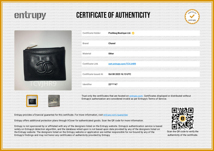 CC Timeless Zippered Lambskin Leather Card Holder