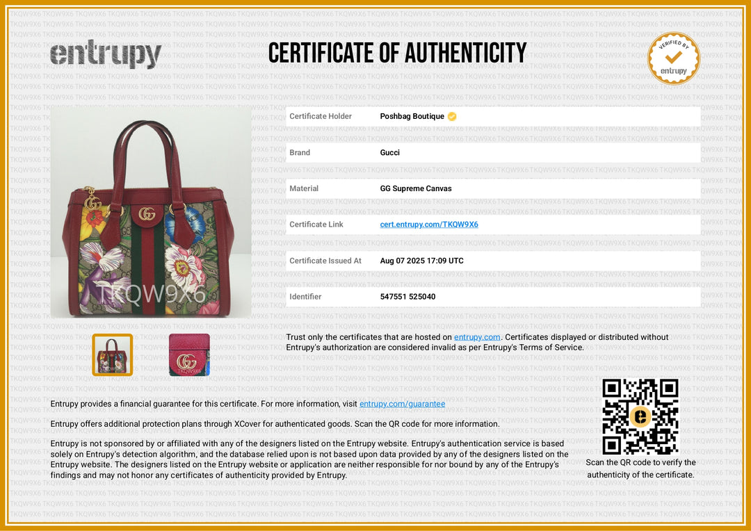 GG Ophidia Supreme Monogram Flora Web Small Tote Bag