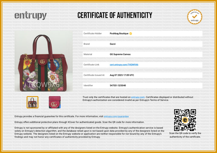 GG Ophidia Supreme Monogram Flora Web Small Tote Bag