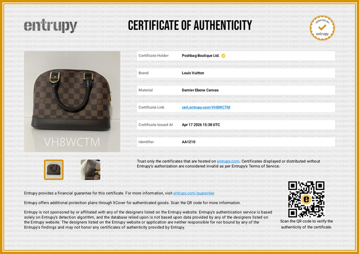 Alma BB Damier Ebene Canvas Handbag