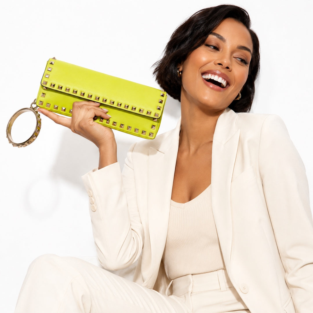 Rockstud Bracelet Leather Clutch Bag