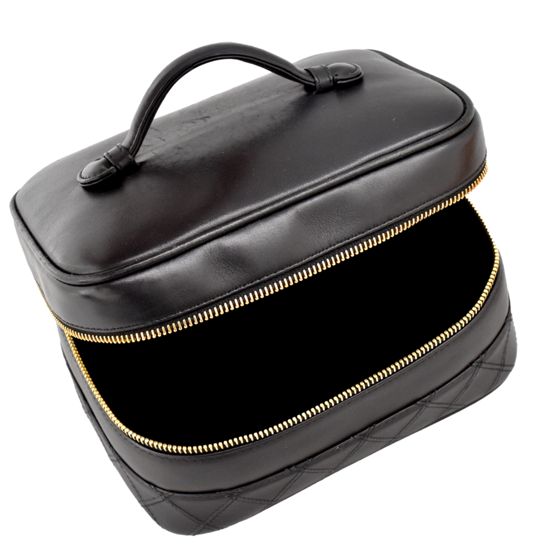 Vintage Black Leather Vanity Case