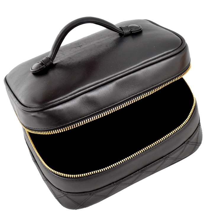 Vintage Black Leather Vanity Case
