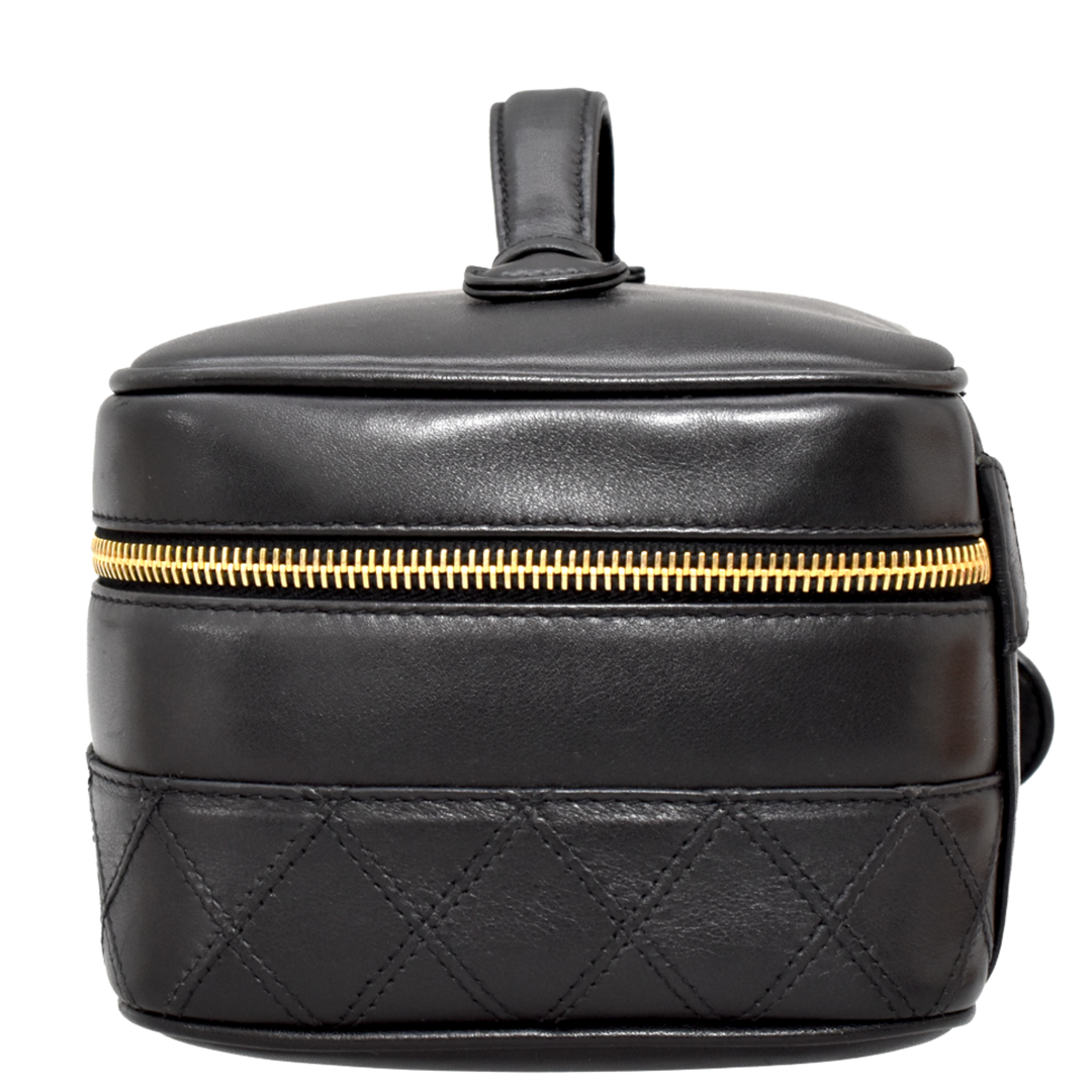 Vintage Black Leather Vanity Case