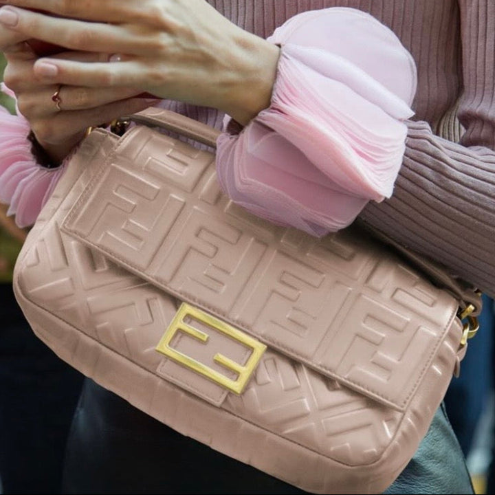 1974 Nappa FF Embossed Leather Baguette Bag