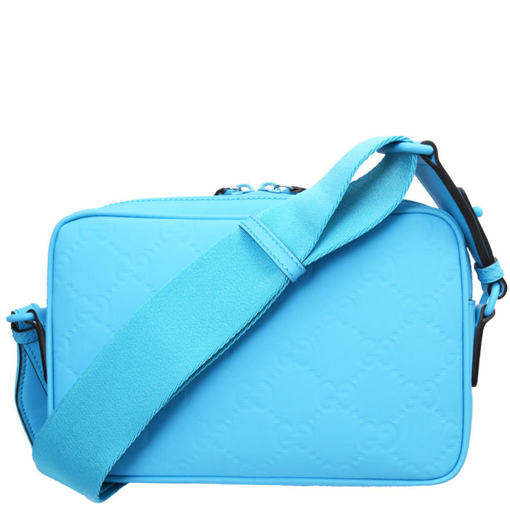 Turquoise Calfskin Rubber Effect Crossbody Bag