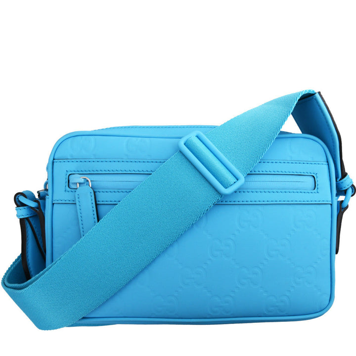 Turquoise Calfskin Rubber Effect Crossbody Bag