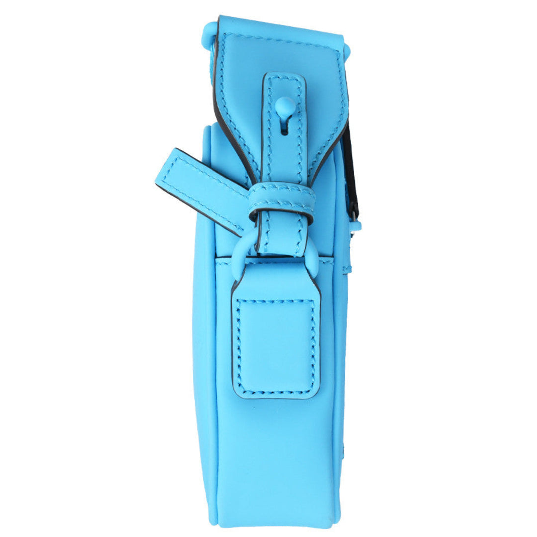 Turquoise Calfskin Rubber Effect Crossbody Bag