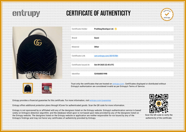 GG Marmont Black Velvet Backpack