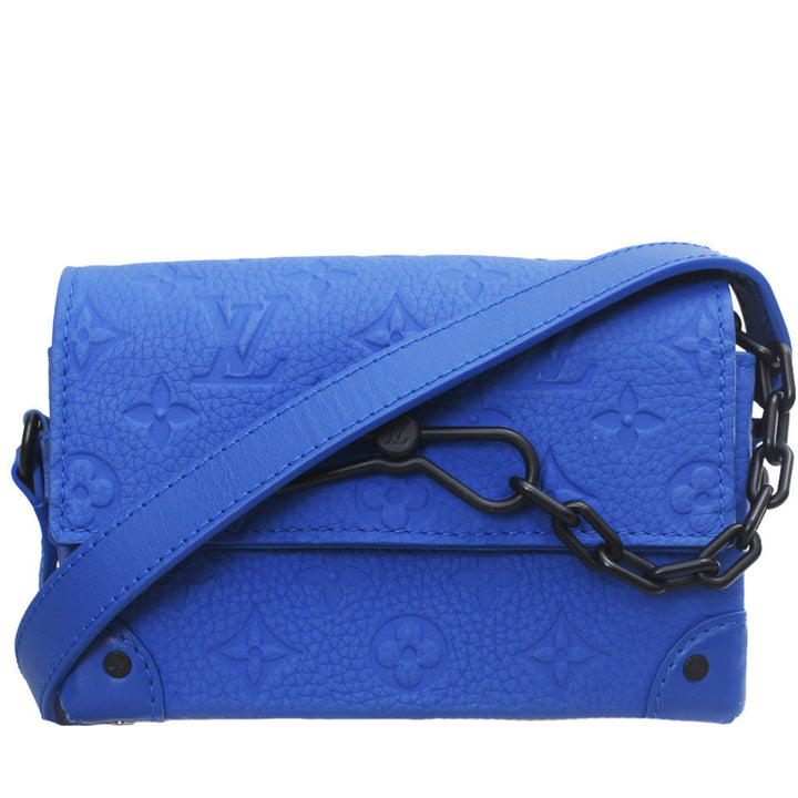 Steamer Wearable Wallet in Empreinte Blue Leather
