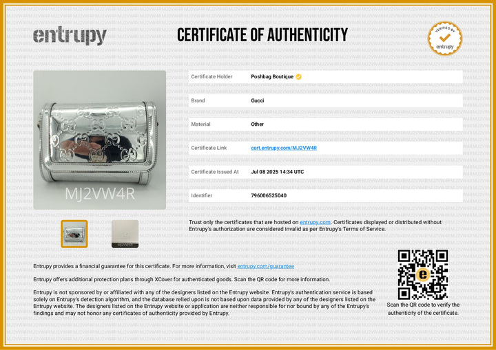 Embossed GG Mini Metallic Silver Leather Bag