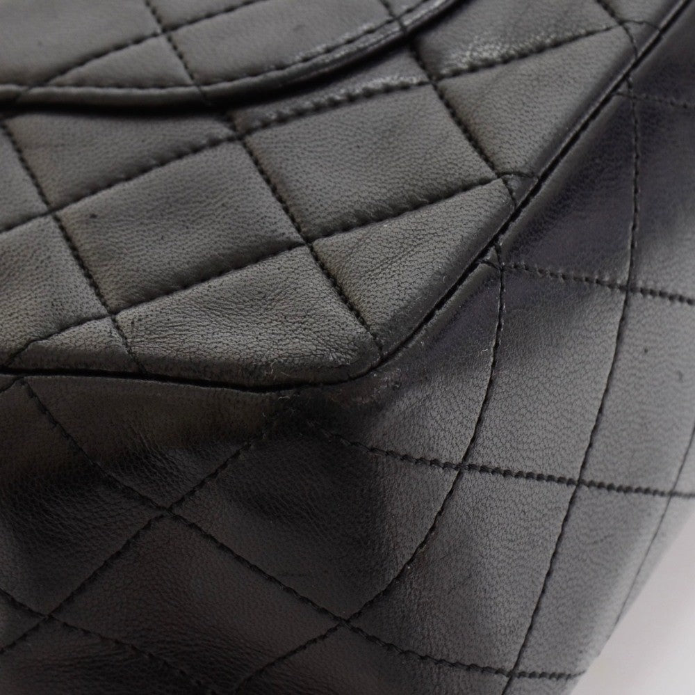 double flap lambskin leather shoulder bag