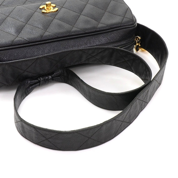 quilted caviar leather medium shoulder bag