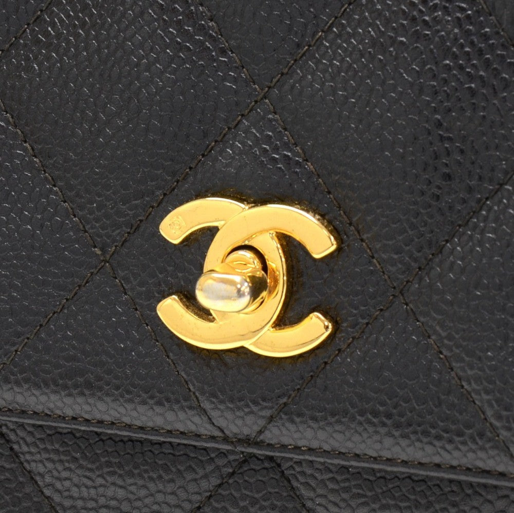 quilted caviar leather medium shoulder bag