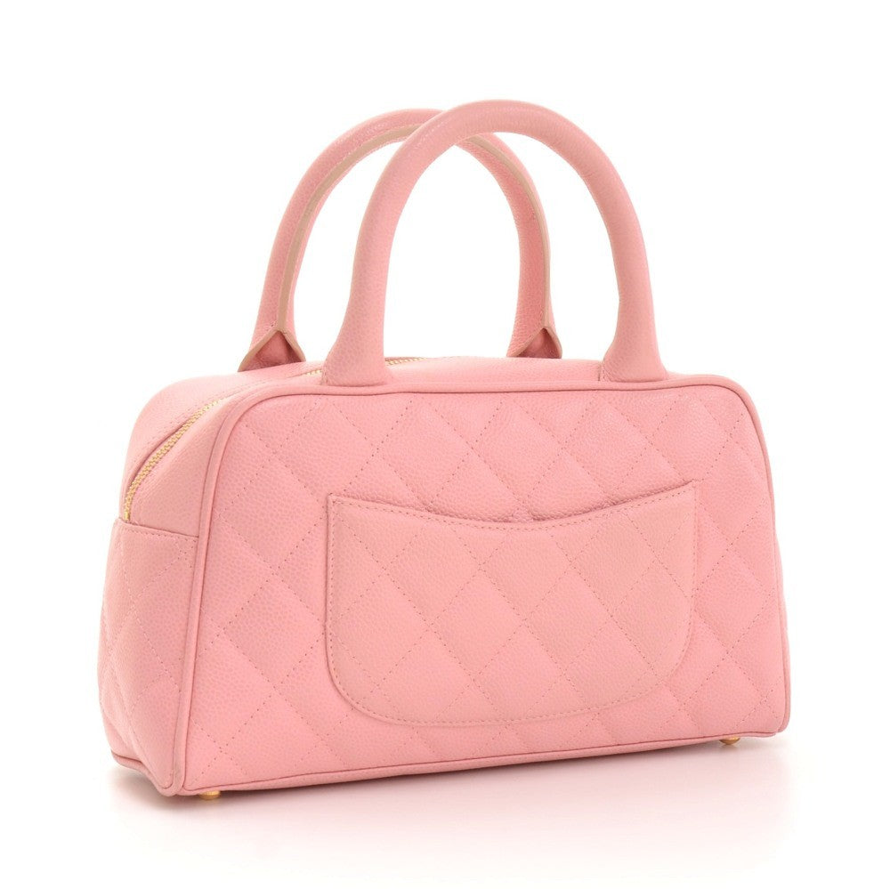 quilted caviar leather boston bag