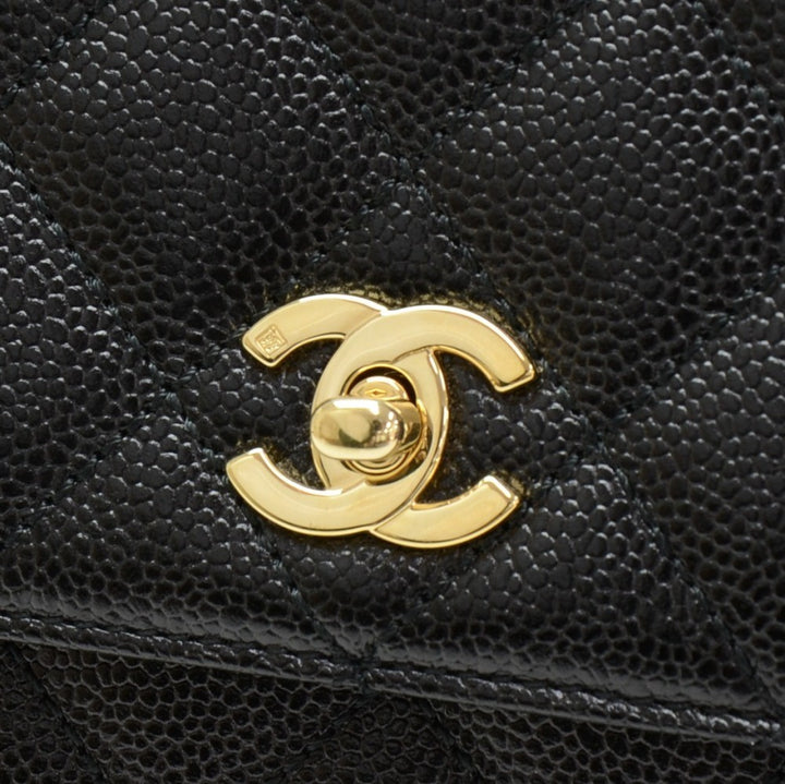 kelly quilted caviar leather handbag