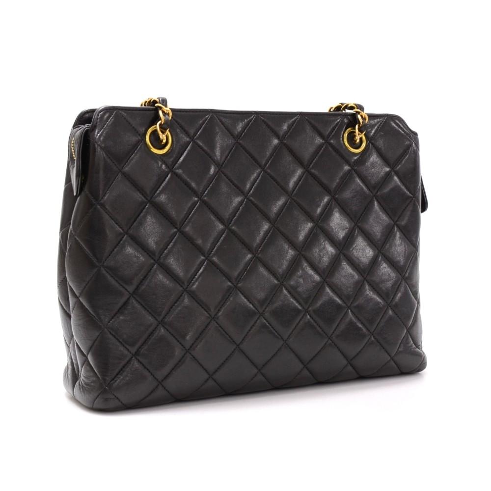 quilted lambskin leather tote bag