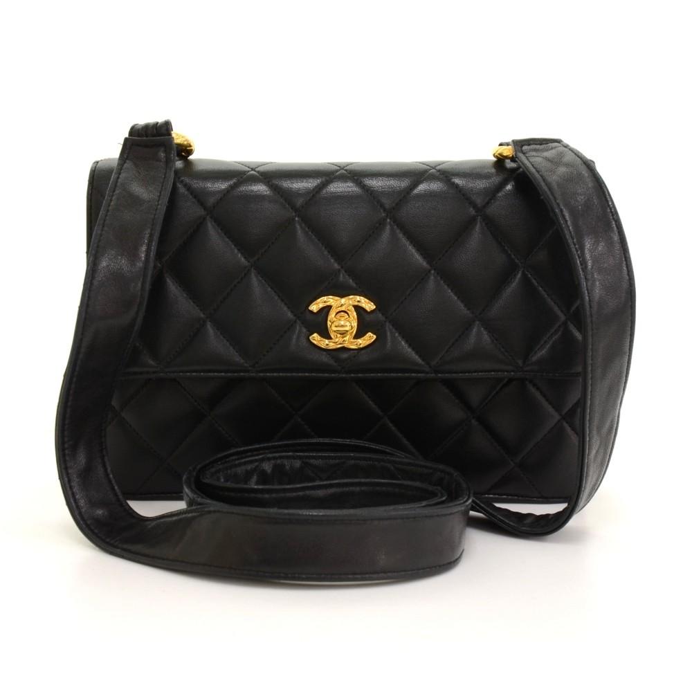 9" single flap quilted lambskin leather shoulder bag