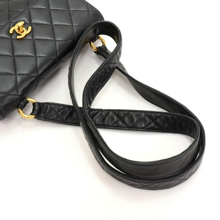 9" single flap quilted lambskin leather shoulder bag