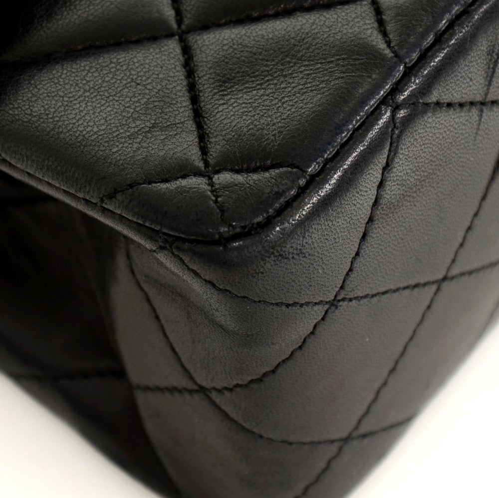 double flap lambskin leather bag