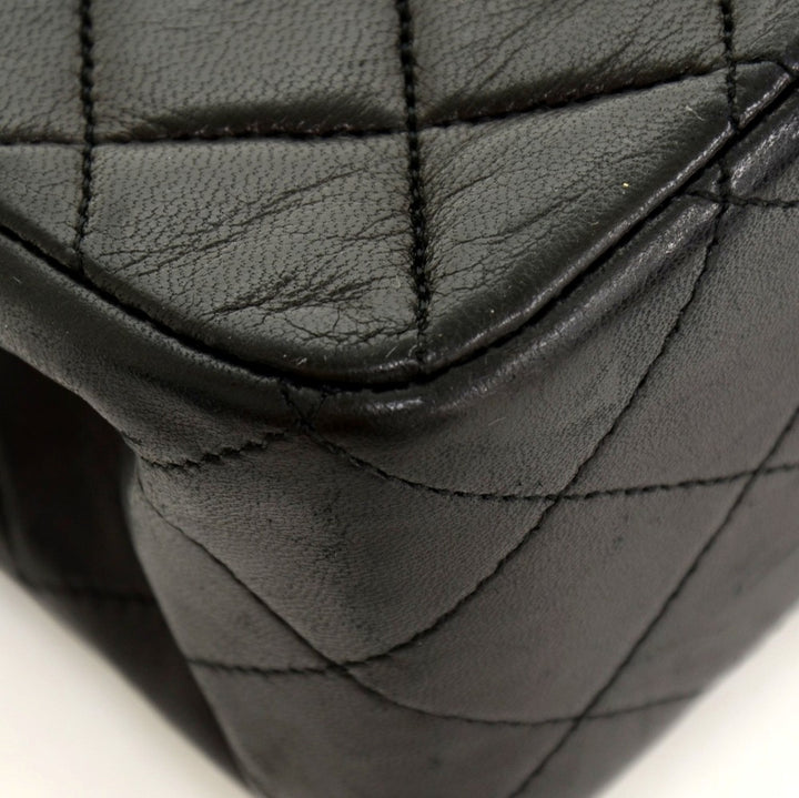 double flap lambskin leather bag