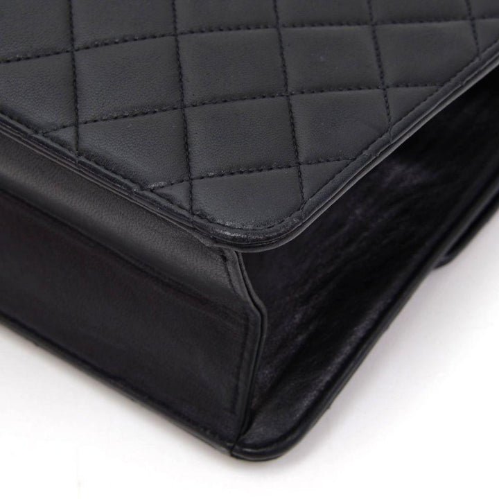 9" quilted lambksin leather shoulder bag