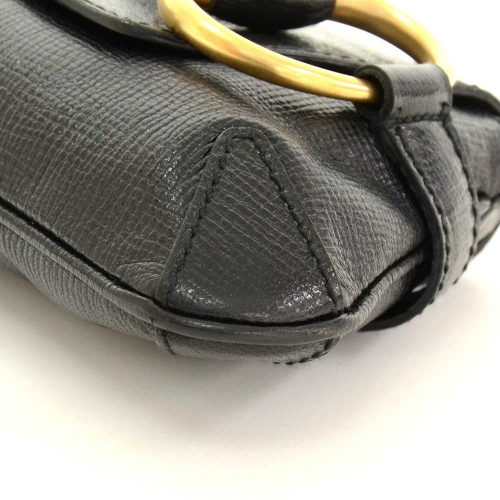 textured leather horsebit bag