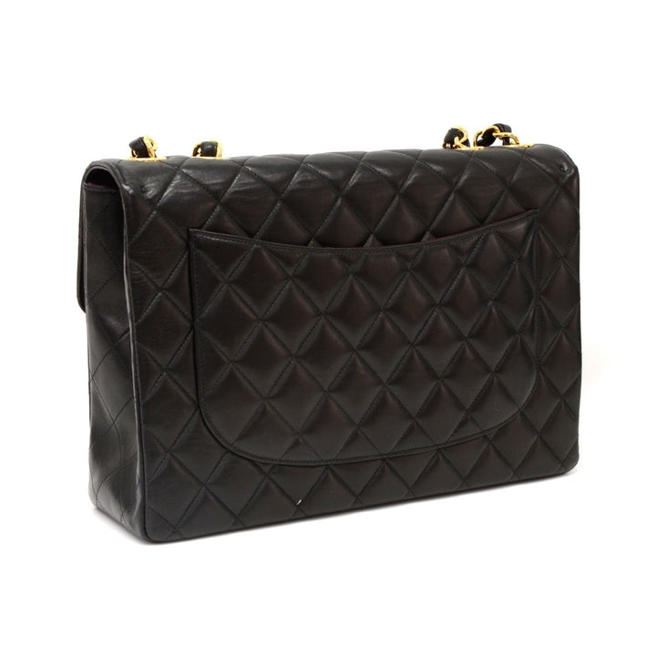 jumbo quilted lambskin leather shoulder bag