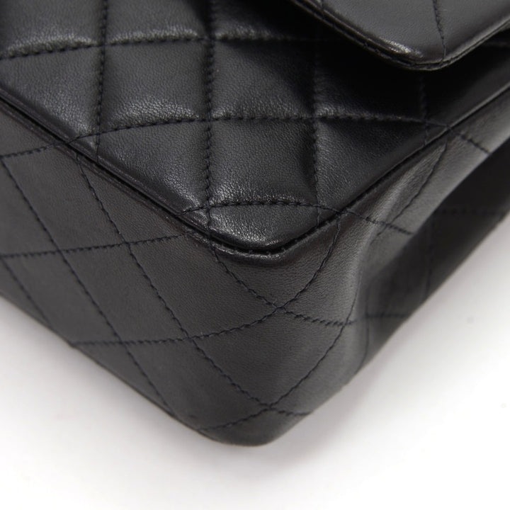 2.55 10" double flap quilted lambskin leather shoulder bag