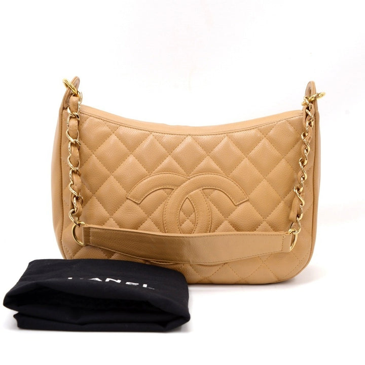small quilted caviar leather handbag