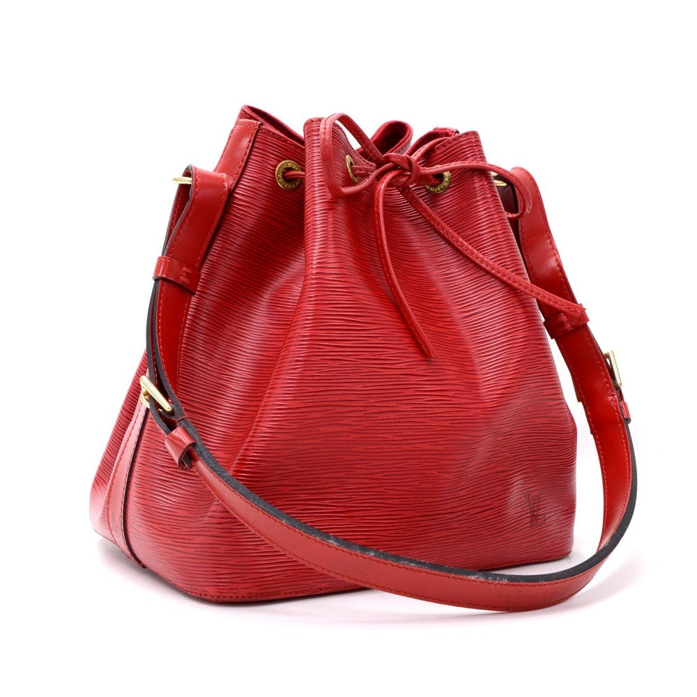 petit noe red epi leather bag