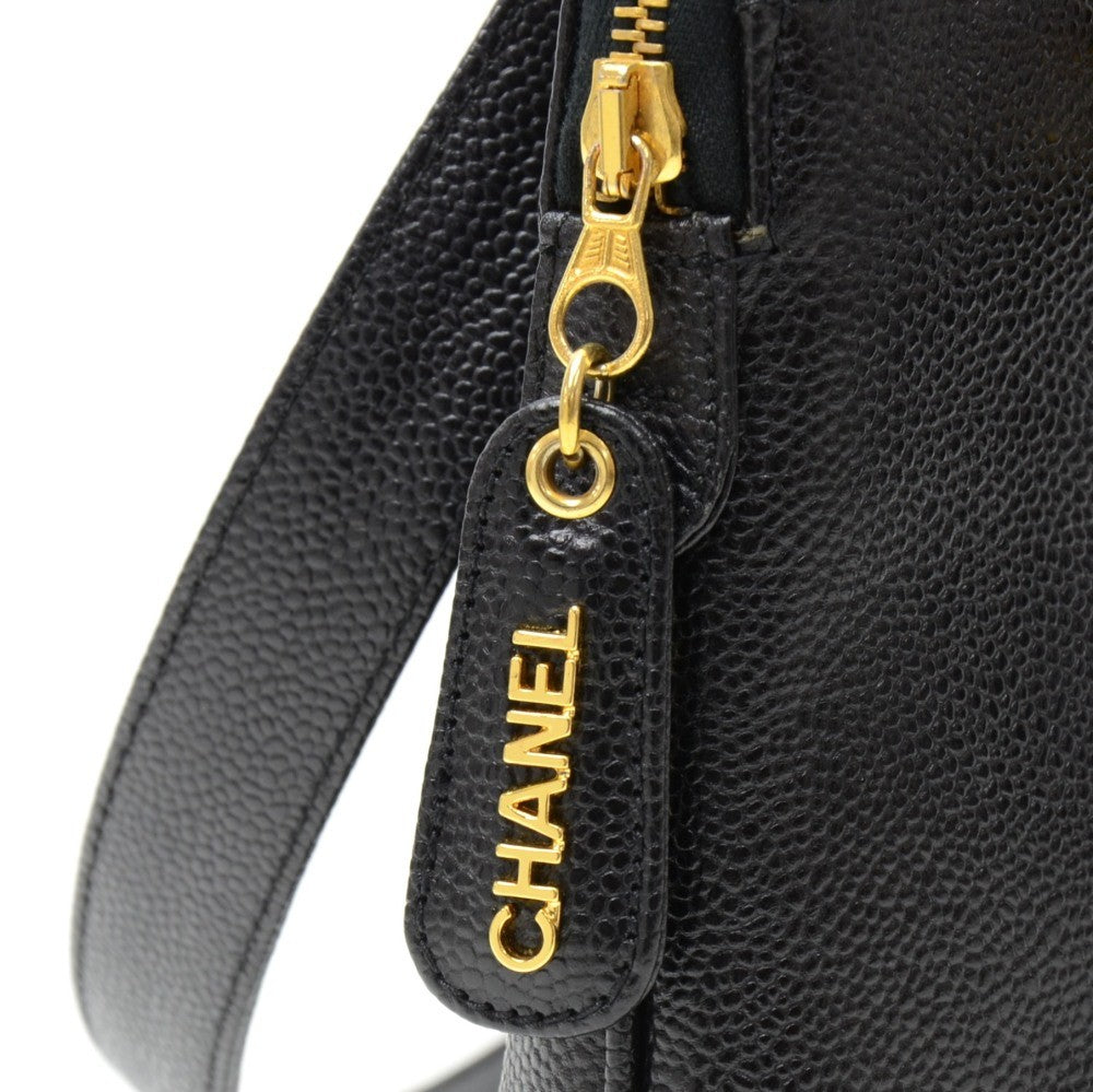 12" caviar leather tote bag
