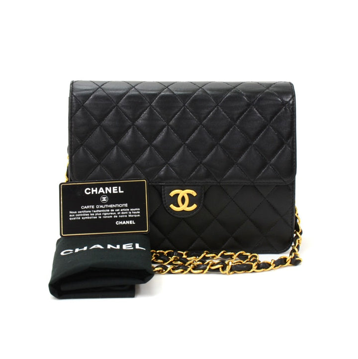 classic flap quilted lambskin leather shoulder bag