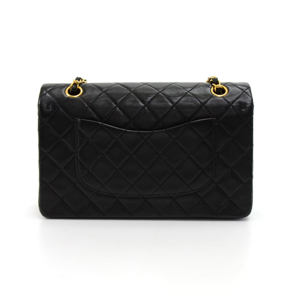 double flap quilted lambskin leather shoulder bag