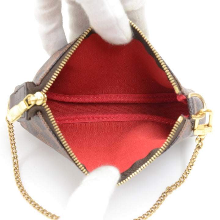 mini pochette accessoires damier ebène canvas evening bag