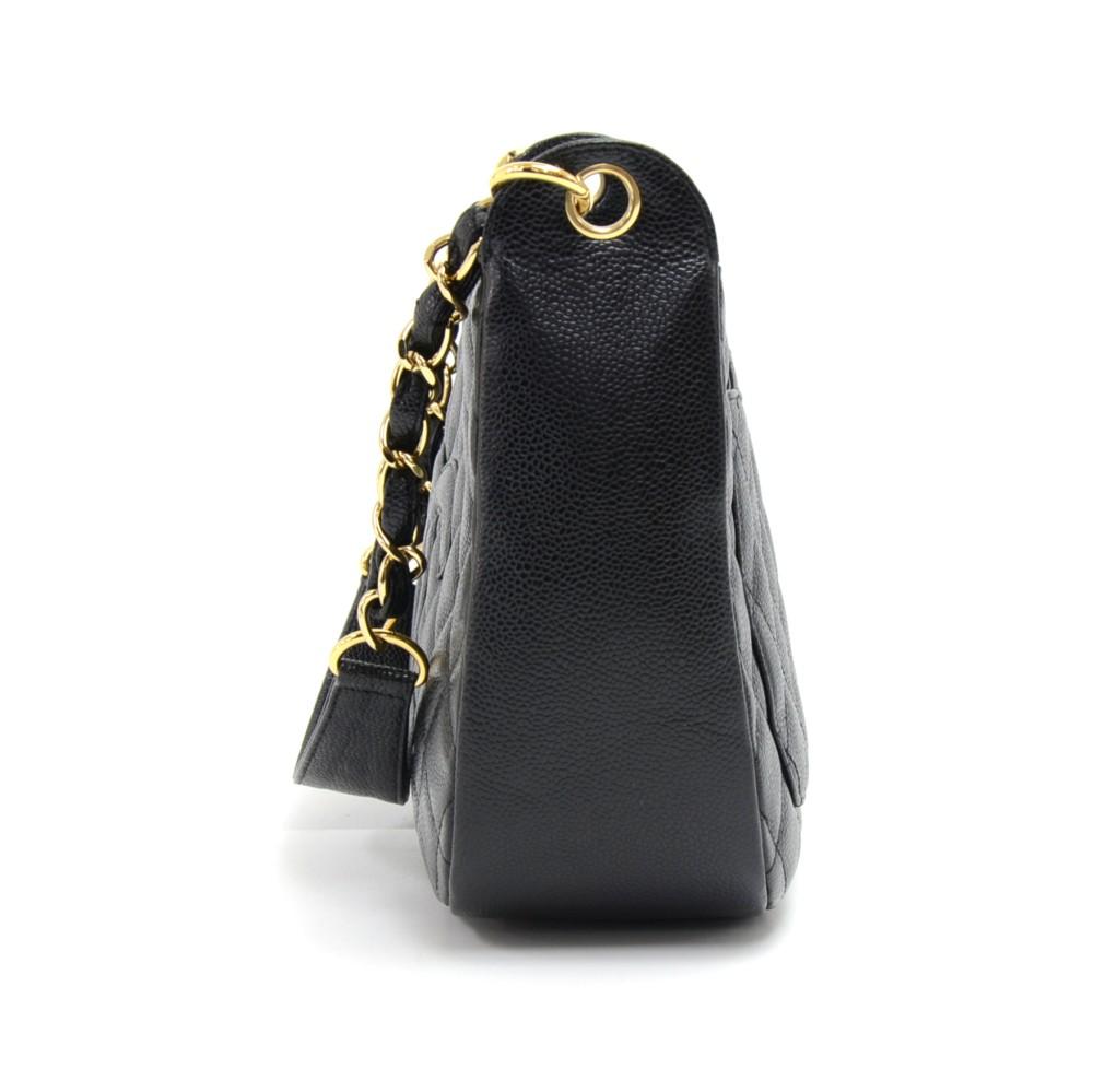 quilted caviar leather cc logo shoulder bag