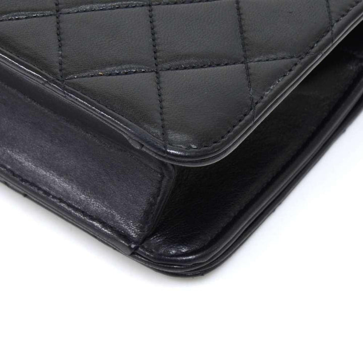 mini single flap quilted lambskin leather shoulder bag